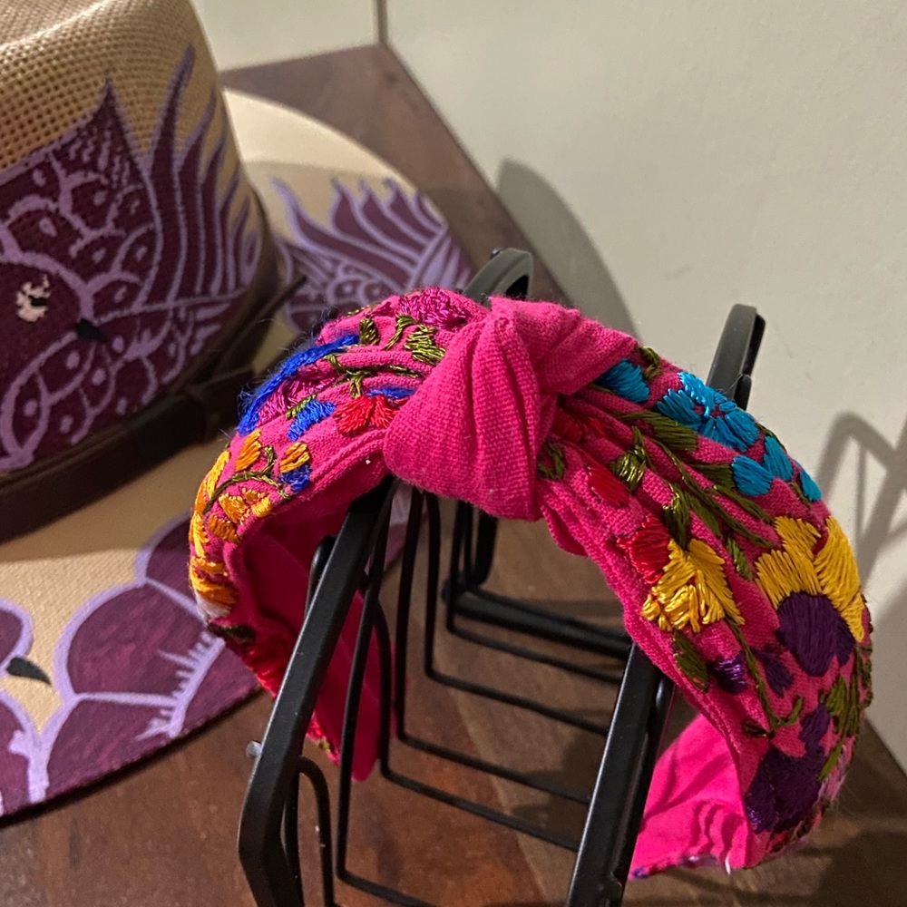 Handmade embroidered floral headband